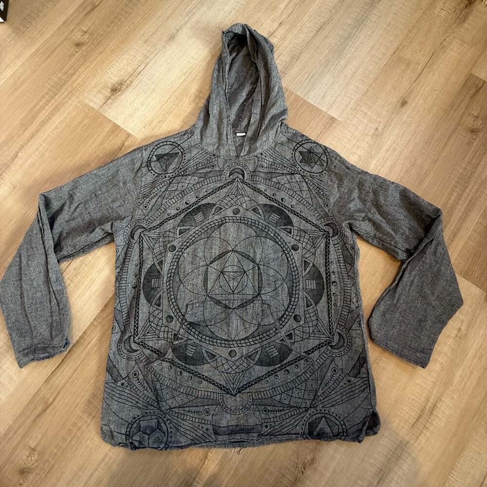 Earthbound Boho Sacred Geometry Mandala Hoodie - Hippie Festival Pullover